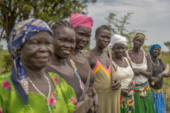 Photo: WFP/ Giulio D'Adamo, women working in the fields in Gondokoro County, Jubek State, South Sudan. 