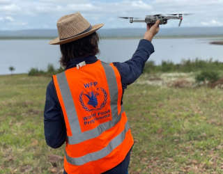 In 2019, following Cyclone Idai in Mozambique, WFP deployed drones for the first time in an emergency response to conduct rapid post-disaster assessments as well as coordinate with national officials and partners on the ground.  Photo: WFP/INGC/Antonio Jose Beleza