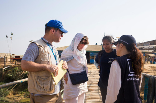 Staff from ECHO and WFP visit Kutupalong refugee camp, Bangladesh. Photo: WFP/Kauser Haider