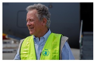 David Beasley, UN World Food Programme (WFP) Executive Director photographed with the C-17 shortly after it arrived in Accra, Ghana
