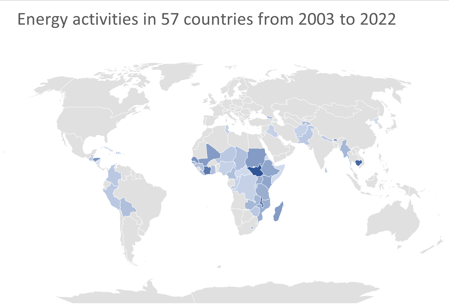 Energy activities in 57 countries