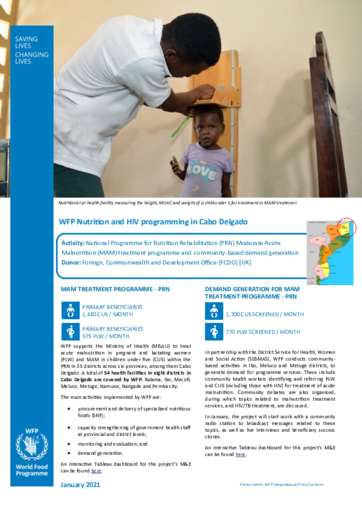 WFP Mozambique Nutrition and HIV Provincial Briefs – January 2021
