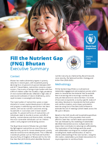 Fill the Nutrient Gap - Bhutan 