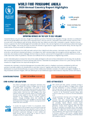 WFP Angola - 2020 Annual Country Report Highlights