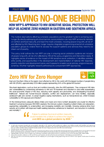 Leaving no-one behind: How WFP's approach to HIV-sensitive social protection will help us to achieve Zero Hunger in East and southern Africa