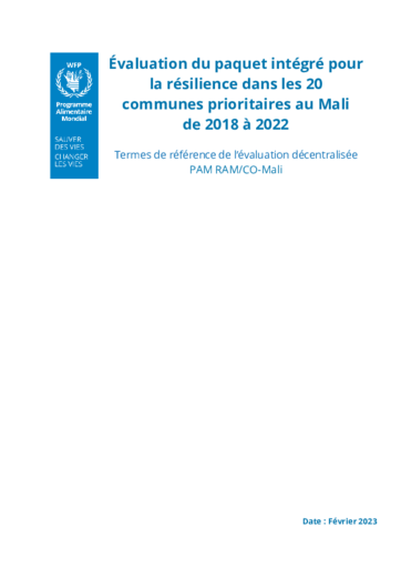 Mali, Évaluation du paquet intégré pour la résilience dans les 20 communes prioritaires au Mali de 2018 à 2022