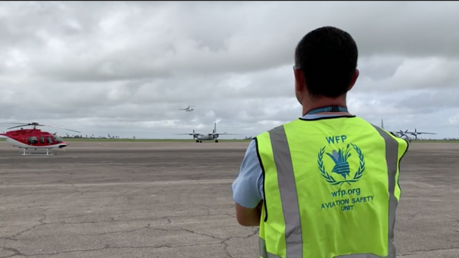 WFP News Footage Shows Arrival of WFP Helicopters, Aerials in Beira, Mozambique (For The Media)