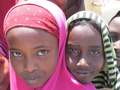 Group of children in a distribution center