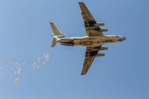 Plane dropping food