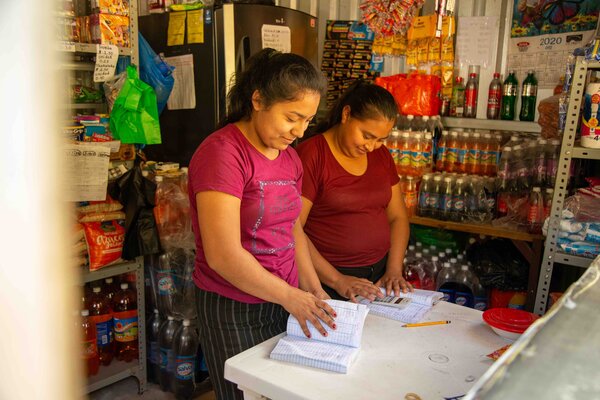 two women in a market