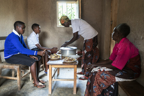 Woman serving food