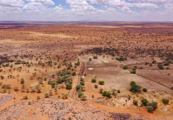 An aerial view of dry scrubland in Mauritania. Photo: WFP/enHaut!