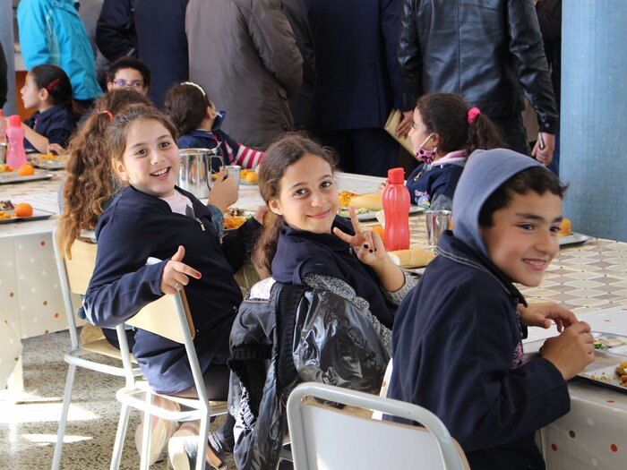 School children from primary school Farhat Hached eating lunch in the school canteen – Kerkenah – Tunisia 2022