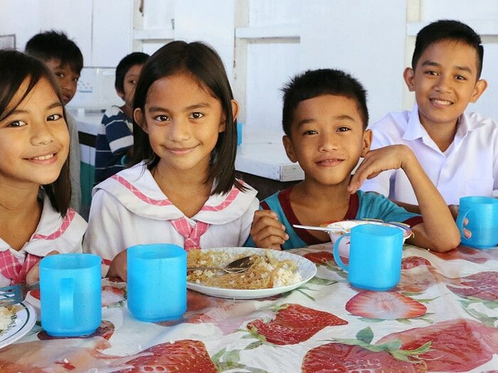 Kids having healthy and nutritious school meals
