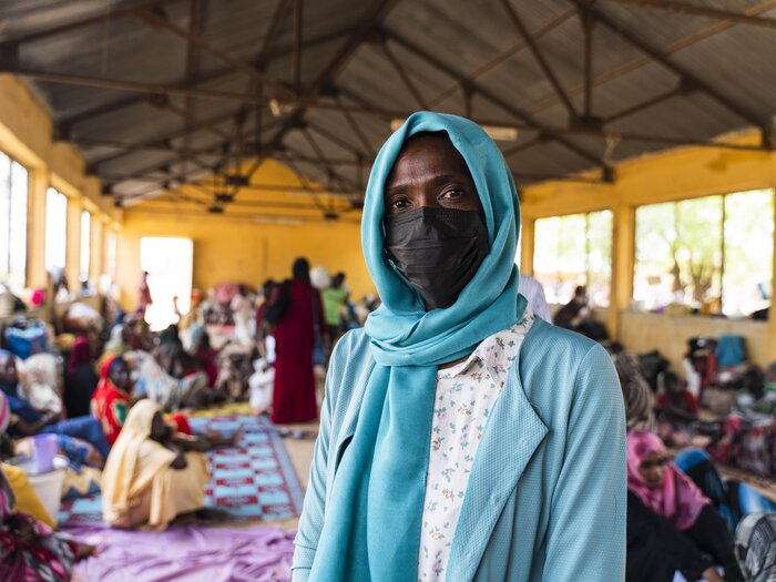 Te’ela after treating her child Altyeb from malnutrition in a WFP-supported health centre in Kassala state.