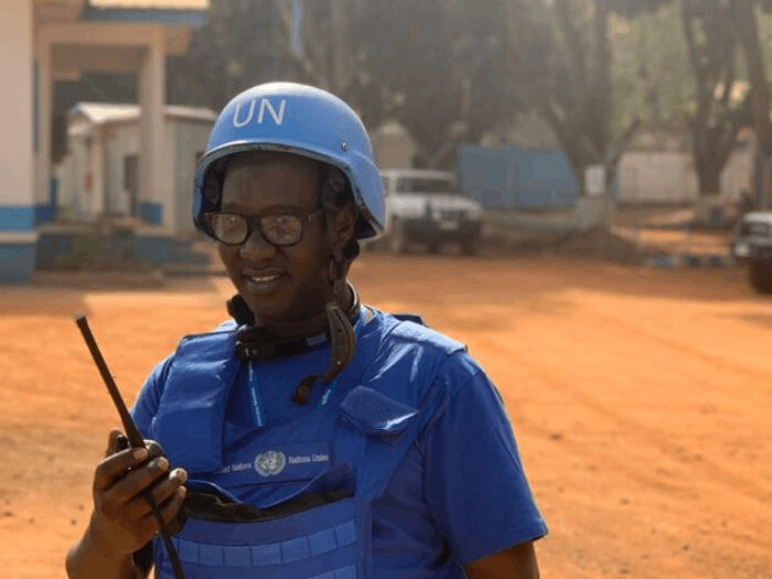 WFP staff talking with radio