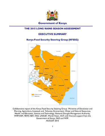 The Kenya 2015 Long Rains Assessment (LRA) Report