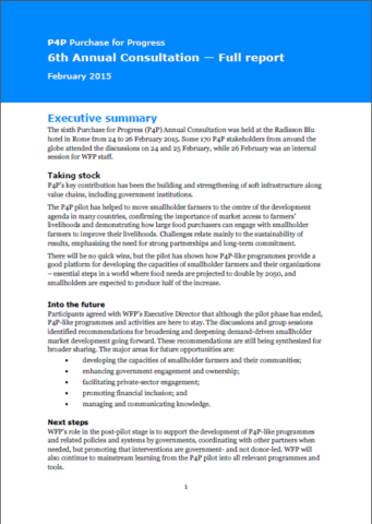 P4P 6th Annual Consultation Reports