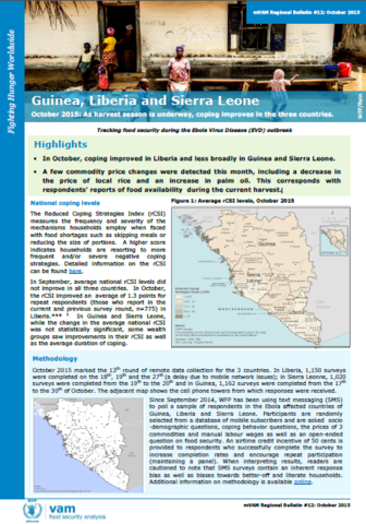 Guinea, Liberia and Sierra Leone - mVAM Regional Bulletin #12: As harvest season is underway, coping improves in the three countries, October 2015
