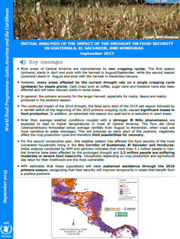 Guatemala, El Salvador, and Honduras - Initial Analysis of the Impact of the Drought on Food Security, September 2015