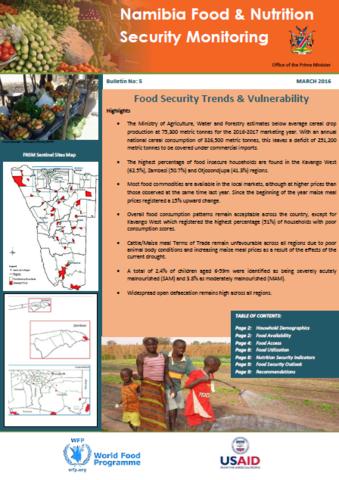 Namibia - Food and Nutrition Security Monitoring, 2016