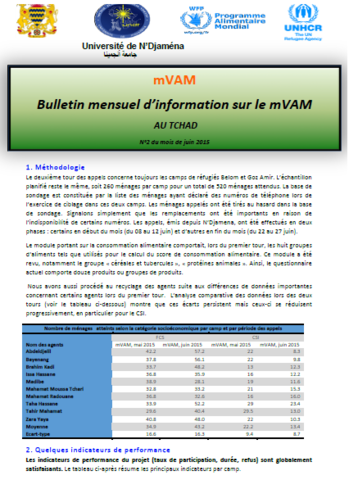 TChad - Bulletin mensuel d'information sur le mVAM: N°2 du mois de juin 2015