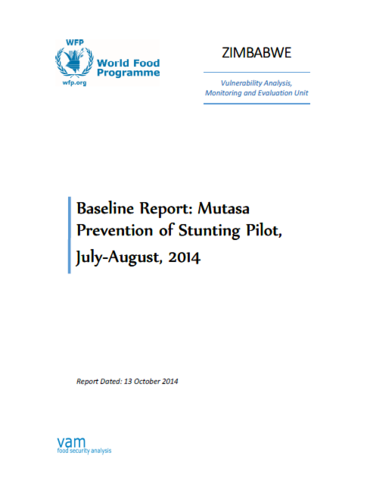 Zimbabwe - Mutasa: Prevention of Stunting Pilot, October 2014