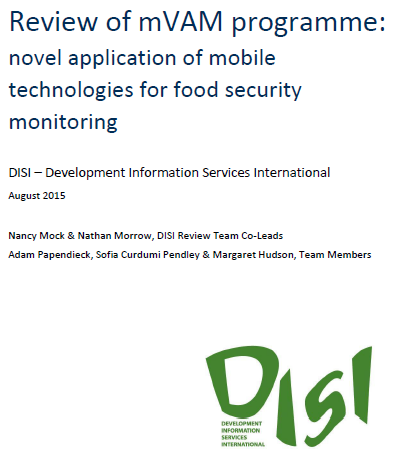 Review of mVAM programme: novel application of mobile technologies for food security monitoring, August 2015