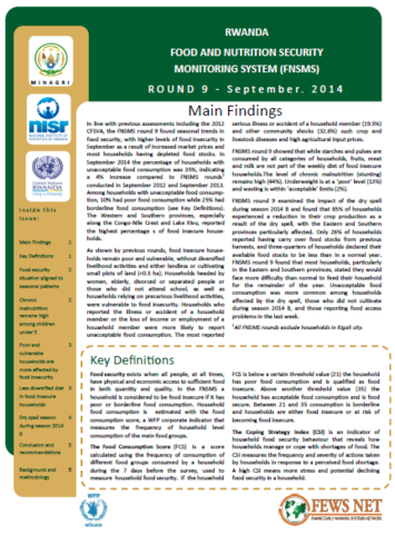 Rwanda - Food and Nutrition Security Monitoring System, 2014