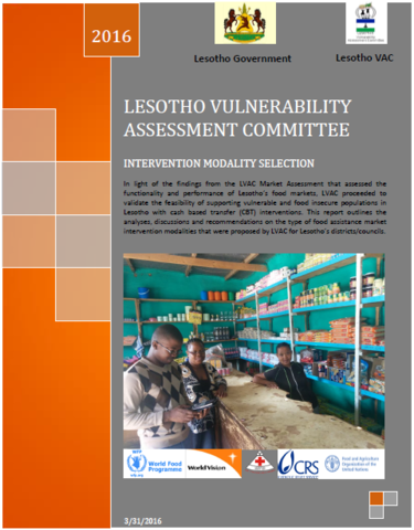 Lesotho - Intervention Modality Selection: Vulnerability Assessment Committee, March 2016