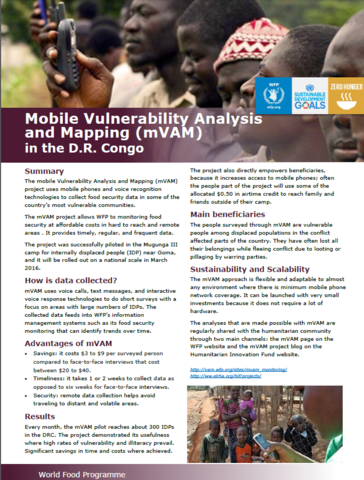 Mobile Vulnerability Analysis and Mapping (mVAM) in DRC
