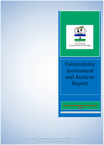 Lesotho - Vulnerability Assessment and Analysis Report, May 2016