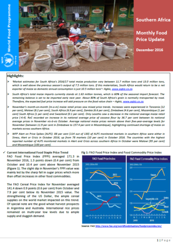 Southern Africa - Monthly Food Price Update, 2016