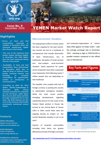 Yemen - Monthly Market Watch, 2016