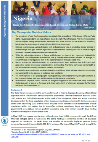 Nigeria - Rapid Food Security Assessment in Banki, Gwoza and Pulka, Borno State, June 2017