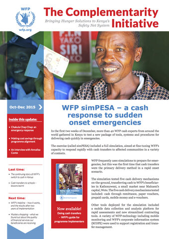 The Complementarity Initiative - WFP simPESA, a cash response to sudden onset emergencies (Oct-Dec 2015)
