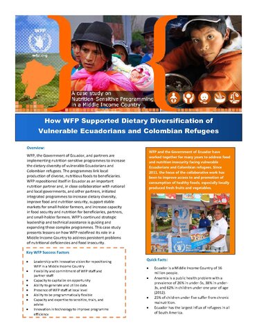 Case Study Summary: How WFP Supported Dietary Diversification of Vulnerable Ecuadorian and Colombian Refugees