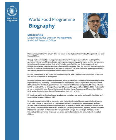 Assistant Executive Director Manoj Juneja - Biography - 2022