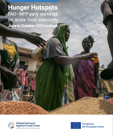 Cover image of report, showing people in front of stacks of grain.
