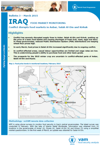 Iraq - Food Market Monitoring Bulletin #3: Conflict disrupts food markets in Anbar, Salah Al-Din and Kirkuk, March 2015