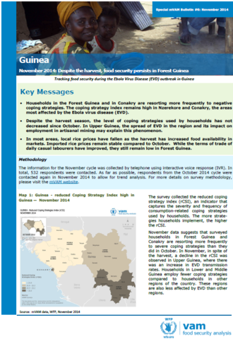 Guinea - Special mVAM Bulletin #6: Despite the harvest, food insecurity persists in Forest Guinea, November 2014