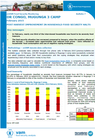 Democratic Republic of Congo - mVAM Bulletin 7: Post Harvest Improvement in Household Food Security Halts, February 2015