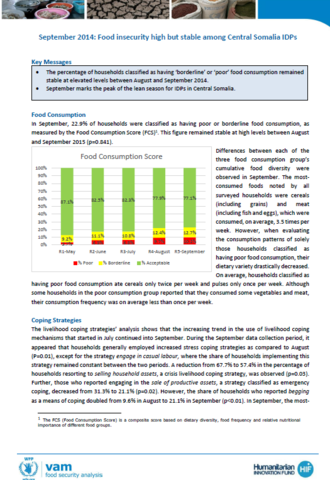 Somalia - mVAM Bulletin 2: Post Harvest Improvement in Household Food Security Halts, September 2014