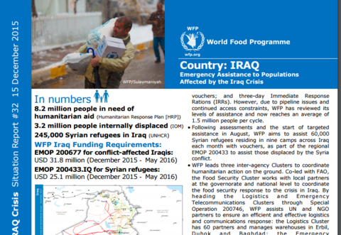 WFP Iraq Situation Report #32, 15 December 2015