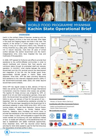 WFP Myanmar: Kachin State Operational Brief