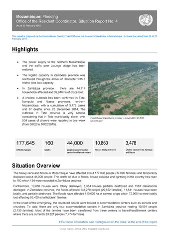 Mozambique: Flooding Office of the Resident Coordinator, Situation Report No. 4