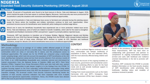 Nigeria - Expanded Food Security Outcome Monitoring (EFSOM): August 2018