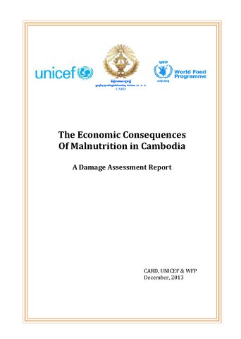 A Damage Assessment Report: The Economic Consequences Of Malnutrition In Cambodia
