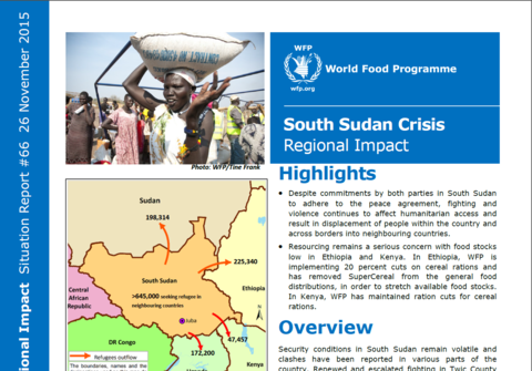 WFP South Sudan Crisis Regional Impact Situation Report #66, 26 November 2015