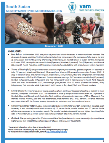 South Sudan - Market Price Monitoring, 2017